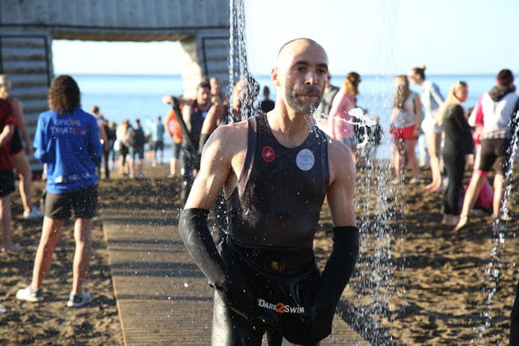 Christian après l’épreuve de nage