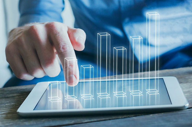 Concept analyzing employee pay and compensation trends graph on smartphone